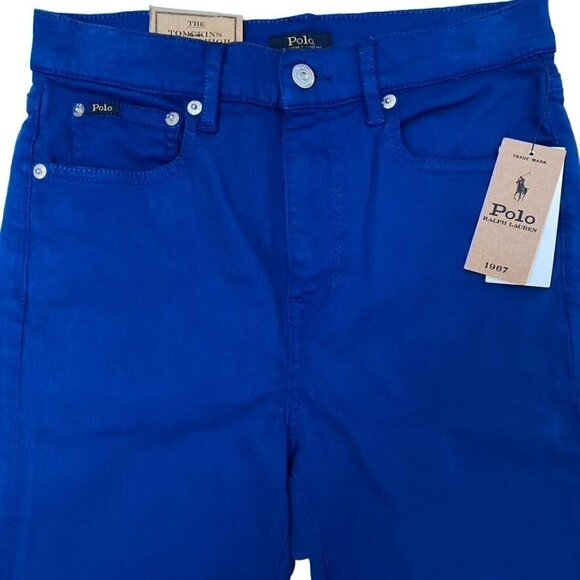 Polo Ralph Lauren Sz 27 Tompkins High-Rise Skinny Ankle Royal Blue Pony - Picture 4 of 11